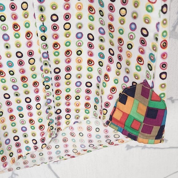 7 Downie St. Colorful Polkadot Cotton Contrast Flip Cuff Button Front Shirt - Picture 2 of 7